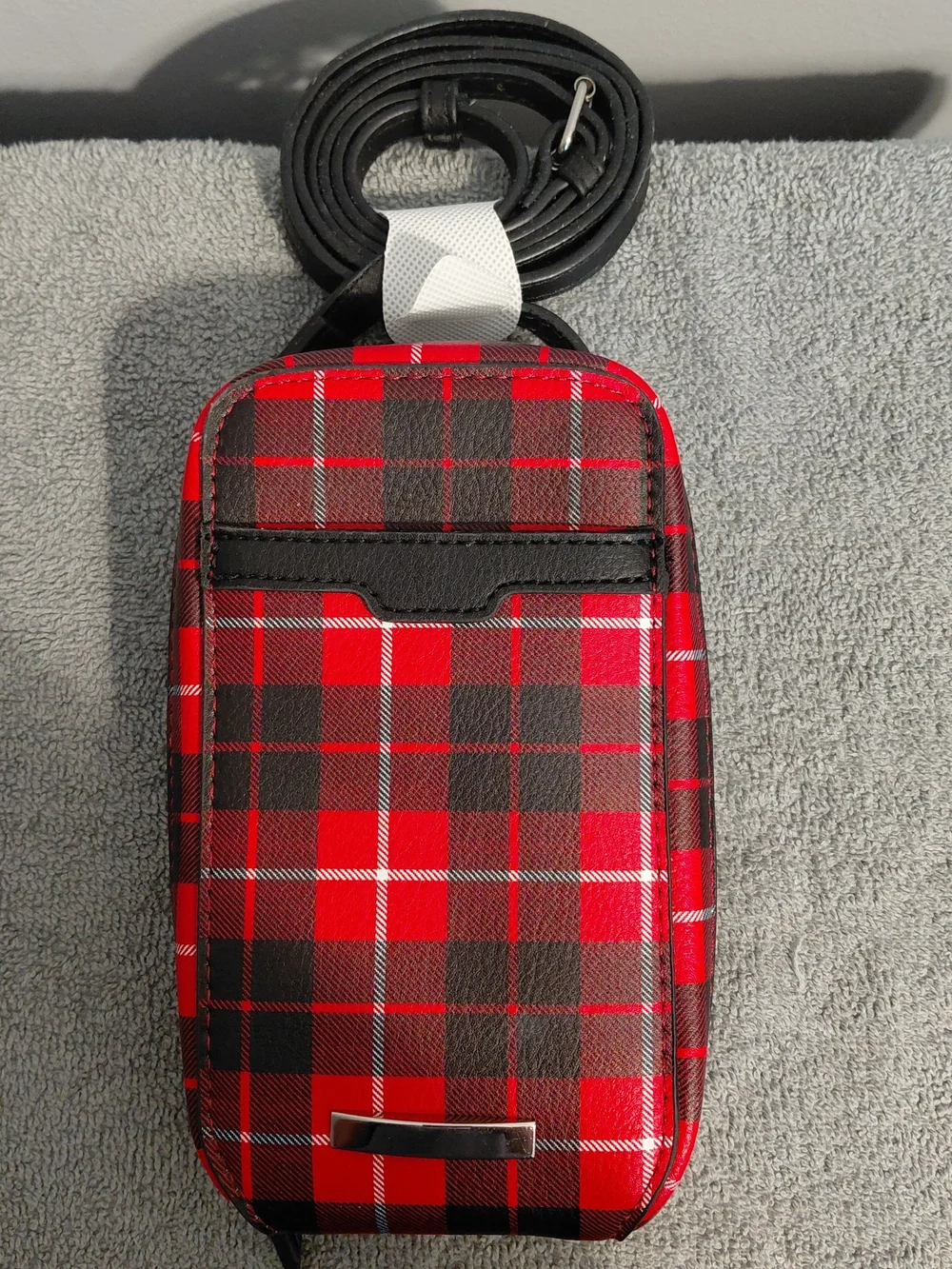Red Plaid Crossbody Phone Pouch - Unbranded